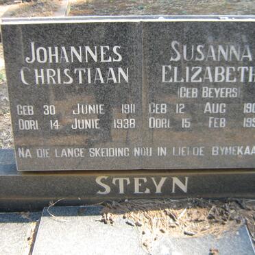 STEYN Johannes Christiaan 1911-1938 &amp; Susanna Elizabeth BEYERS 1904-1992