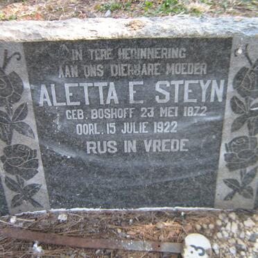STEYN Aletta E. nee BOSHOFF 1872-1922