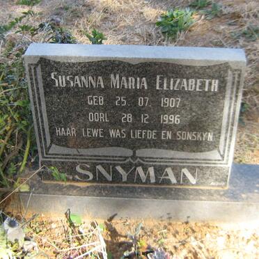 SNYMAN Susanna Maria Elizabeth 1907-1996