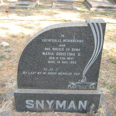 SNYMAN Maria Christina G. 1897-1985