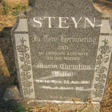 STEYN Maria Christina nee LE ROUX 1893-19?2