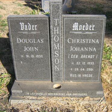 THOMSON Douglas John 1930- &amp; Christina Johanna ARENDT 1933-2001