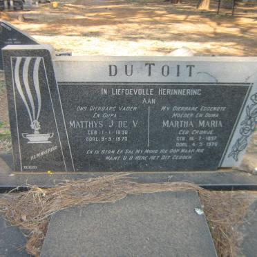 TOIT Matthys J. de V., du 1890-1970 &amp; Martha Maria CRONJE 1897-1970