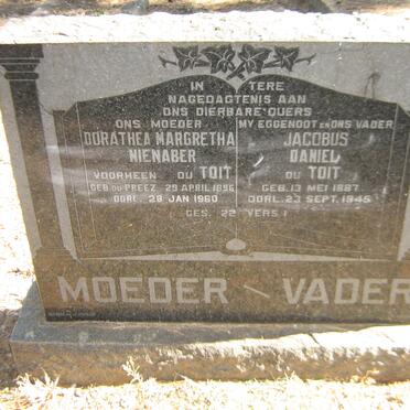 TOIT Jacobus Daniel, du 1887-1945 &amp; Dorathea Margretha NIENABER nee DU PREEZ 1896-1960