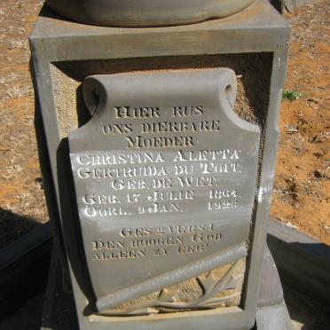 TOIT Jacobus Daniel, du 1861-1942 &amp; Christina Aletta Gertruida DE WET 1864-1926