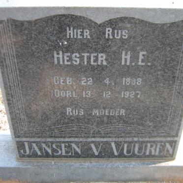 VUUREN Hester H. E., Jansen van 1888-1927