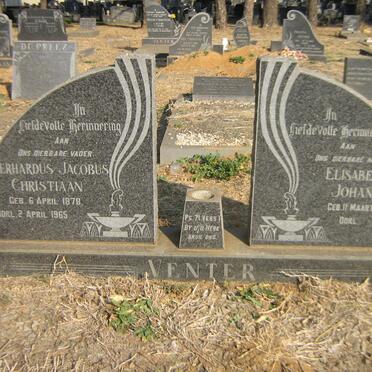 VENTER Gerhardus Jacobus Christiaan 1878-1965 &amp; Elisabeth Johanna 18?1-