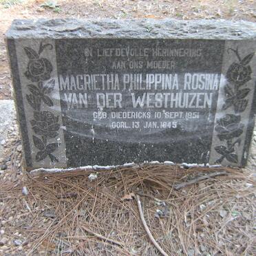 WESTHUIZEN Magrietha Philippina Rosina, van der nee DIEDERICKS 1851-1945