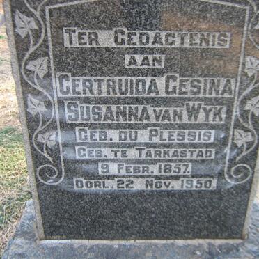 WYK Gertruida Gesina Susanna, van nee DU PLESSIS 1857-1950