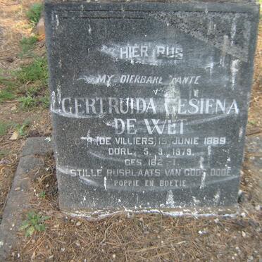 WET Gertruida Gesiena, de nee DE VILLIERS 1889-1979
