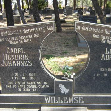 WILLEMSE Carel Hendrik Johannes 1929-1995 &amp; Lucia Adriana BOTHA 1936-