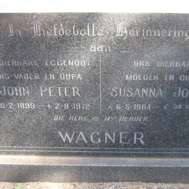 WAGNER John Peter 1899-1972 &amp; Susanna Josina 1904-1981