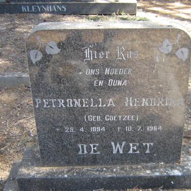 WET Petronella Hendrika, de nee COETZEE 1894-1984