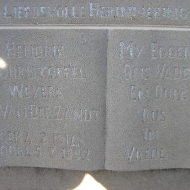 ZANDT Hendrik Christoffel Weyers, van der 1914-1992