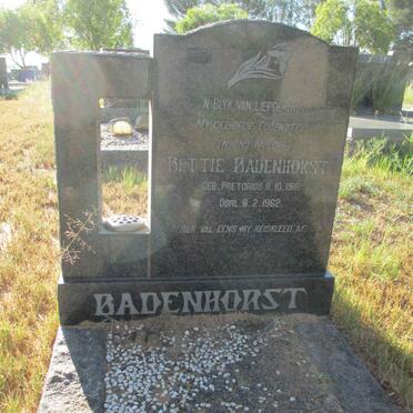 BADENHORST Bettie nee PRETORIUS 1916-1962