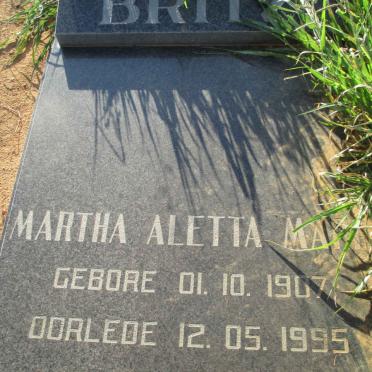 BRITZ Martha Aletta Maria 1907-1995