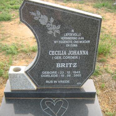 BRITZ Cecilia Johanna nee CORDIER 1945-2005