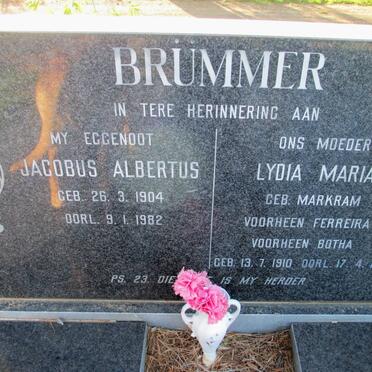 BRÜMMER Jacobus Albertus 1904-1982 &amp; Lydia Maria voorheen BOTHA voorheen FERREIRA nee MARKRAM 1910-1995