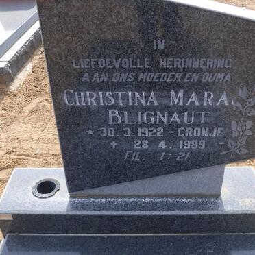 BLIGNAUT Christina Mara nee CRONJE 1922-1989