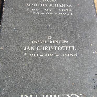 BRUYN Jan Christoffel, du 1955- &amp; Martha Johanna 1954-2011