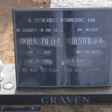 CRAVEN John Pieter 1941-1985 &amp; Hester J.C. VAN WYK 1945-