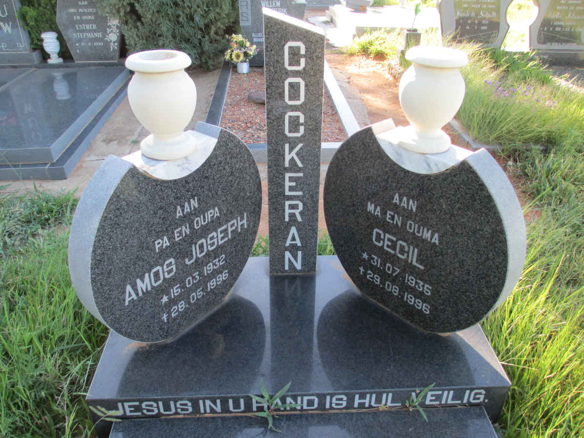 COCKERAN Amos Joseph 1932-1996 &amp; Cecil 1935-1996