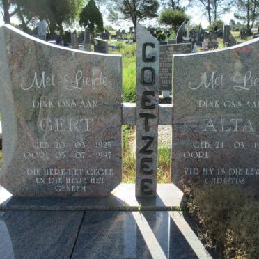COETZEE Gert 1925-1997 &amp; Alta 1942-