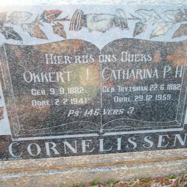 CORNELISSEN Okkert J. 1882-1941 &amp; Catharina P.H. TRYTSMAN 1882-1959