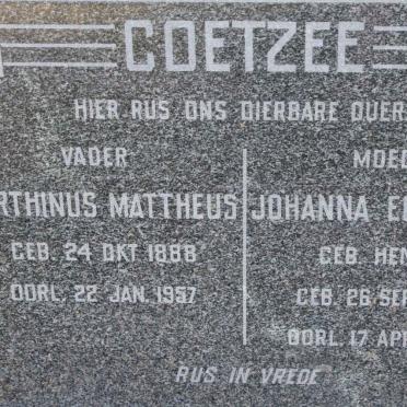 COETZEE Marthinus Mattheus 1888-1957 &amp; Johanna Elizabeth HENNING 1888-1956