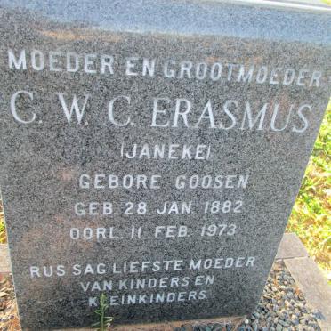 ERASMUS C.W.C. voorheen JANEKE nee GOOSEN 1882-1973