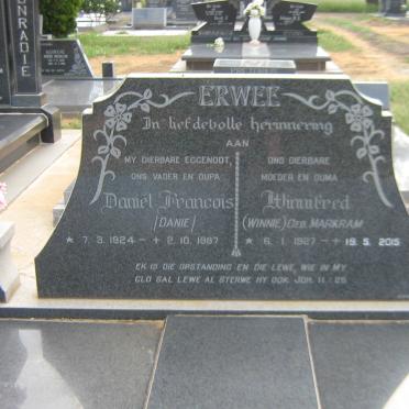 ERWEE Daniël Francois 1924-1987 &amp; Winnifred MARKRAM 1927-2015
