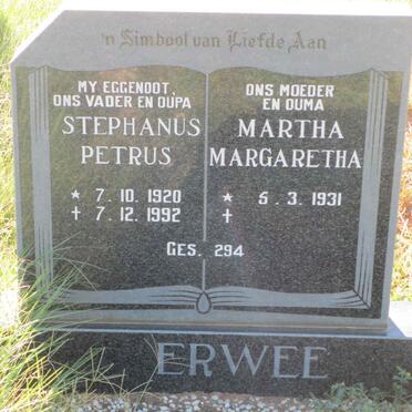 ERWEE Stephanus Petrus 1920-1992 &amp; Martha Margaretha 1931-