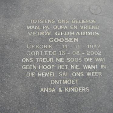 GOOSEN Veroy Gerhardus 1942-2002