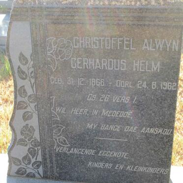 HELM Christoffel Alwyn Gerhardus 1866-1962