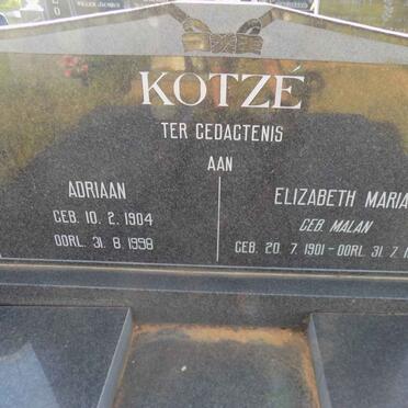 KOTZÉ Adriaan 1904-1998 &amp; Elizabeth Maria MALAN 1901-1981