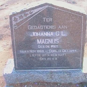 MAGNUS Johanna G.L. nee DE WET 1866-1944