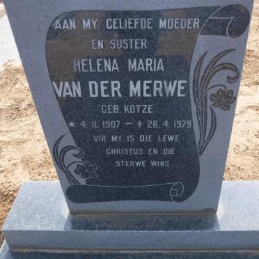 MERWE Helena Maria, van der nee KOTZE 1907-1979