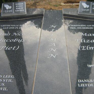 NIEMANN Petrus Nicolaas Jacobus 1950-2012 &amp; Maria Elizabeth DU PLESSIS 1950-2011