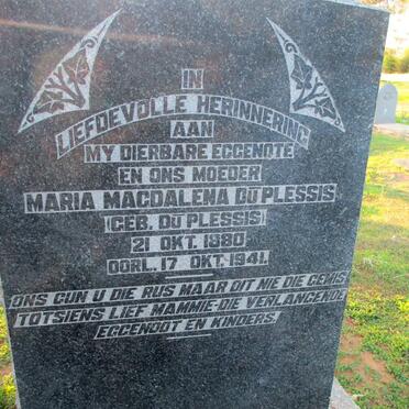 PLESSIS Maria Magdalena, du nee DU PLESSIS 1880-1941