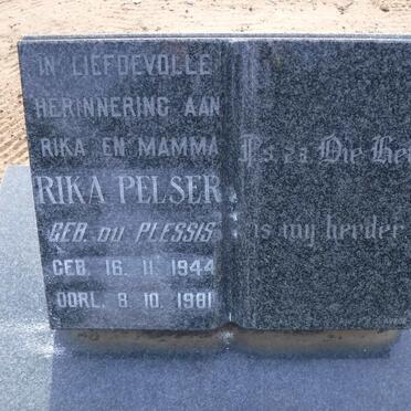 PELSER Rika nee DU PLESSIS 1944-1981