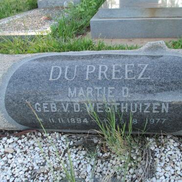 PREEZ Martie D., du nee V.D. WESTHUIZEN 1894-1977