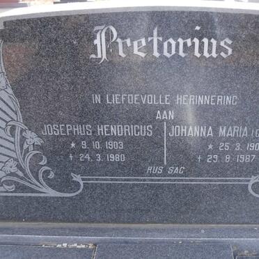 PRETORIUS Josephus Hendricus 1903-1980 &amp; Johanna Maria HALL 1902-1987