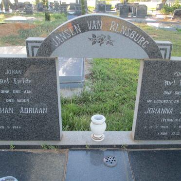 RENSBURG Johan Adriaan, Jansen van 1944- &amp; Johanna Jacoba VERMEULEN 1949-1987