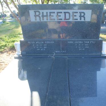 RHEEDER Pieter Willem Adriaan 1904-1967 &amp; Anna Jacoba VAN ZYL 1914-2005