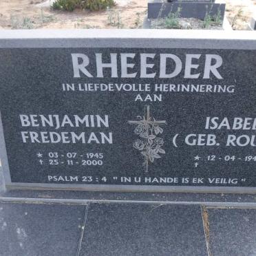 RHEEDER Benjamin Fredeman 1945-2000 &amp; Isabel ROUX 1941-
