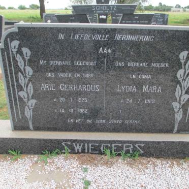 SWIEGERS Arie Gerhardus 1925-1982 &amp; Lydia Mara 1929-