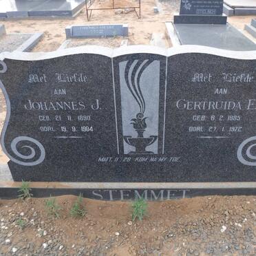 STEMMET Johannes J. 1890-1984 &amp; Gertruida E. 1885-1972