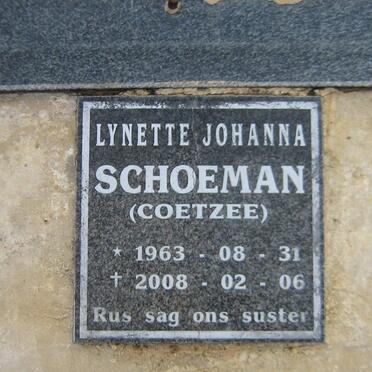 SCHOEMAN Lynette Johanna nee COETZEE 1963-2008