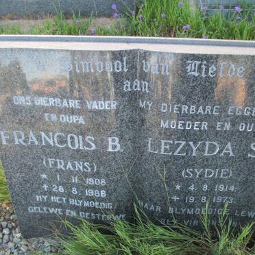 TOIT Francois B., du 1908-1986 &amp; Lezyda S.J. 1914-1973