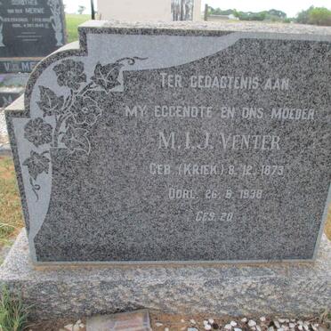 VENTER M.I.J. nee KRIEK 1873-1938